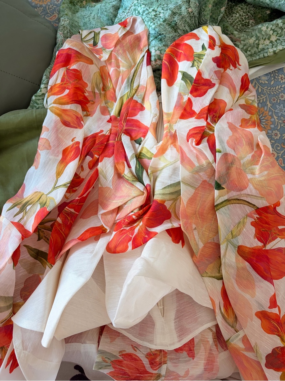 Zimmermann Tranquillity Draped Bodice Red Lily top bnwt